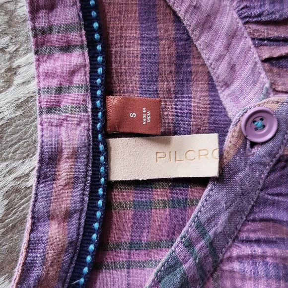 Anthropologie Pilcro Hannah Surfer Blouse Purple Motif SzS - Picture 4 of 9
